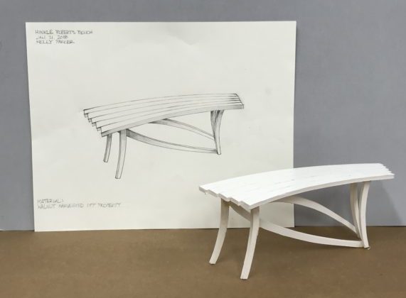 Final Mock up, Finished bench, Kelly Parker, Walnut bench