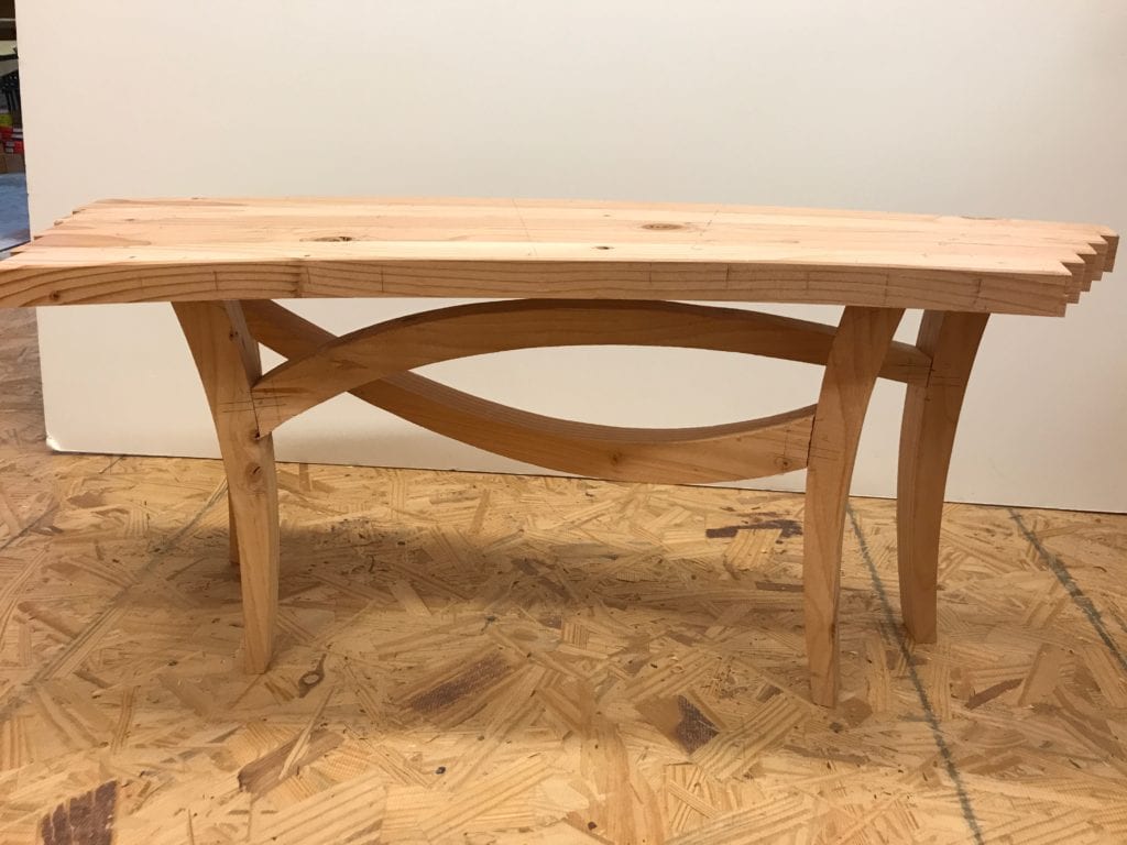 bench, prototype, mock up, kelly parker, woodworking classes