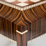 Chess-Table-Detail design techniques, veneer, detailed table, woodworking, learn woodworking, learn to veneer, art deco